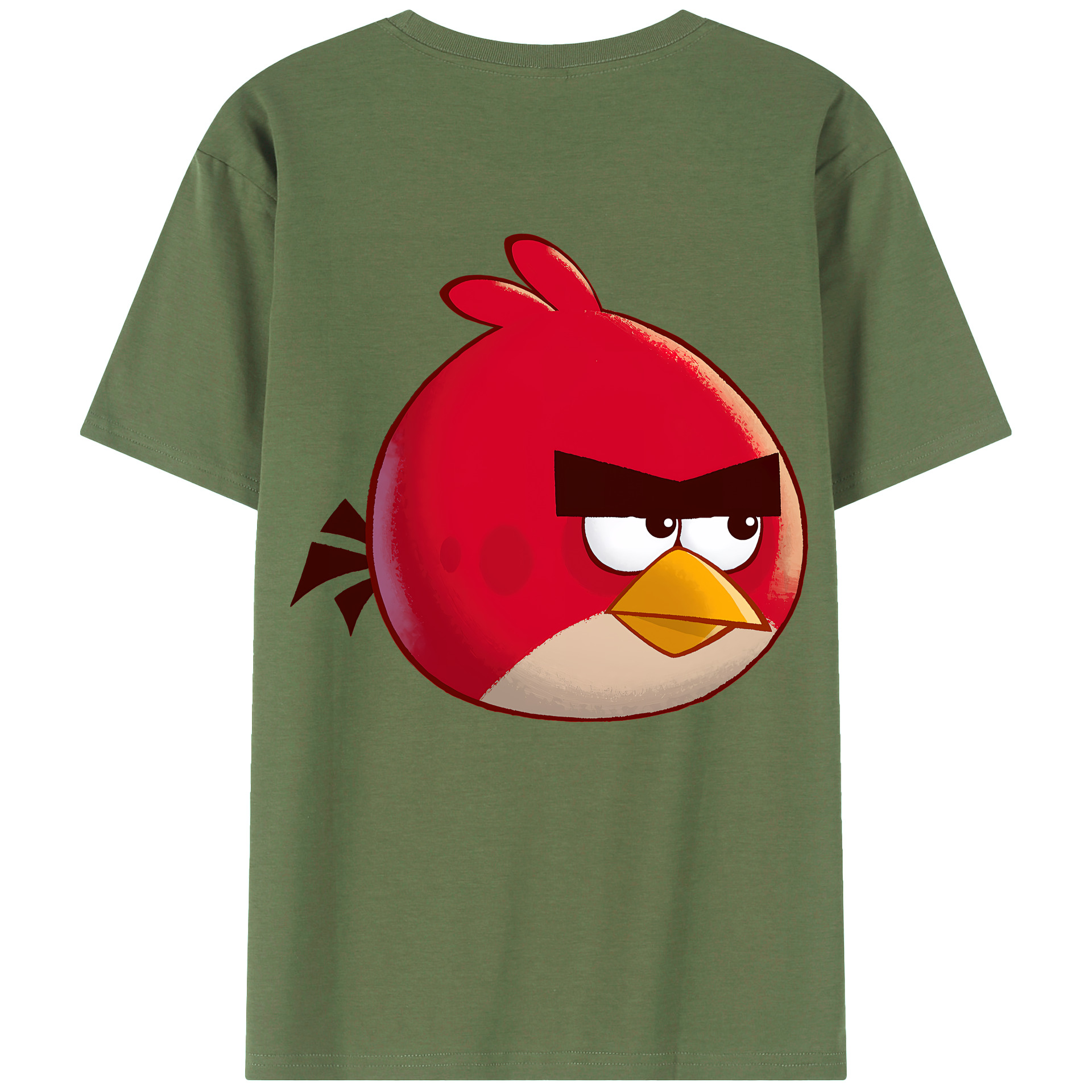 （画像用） Angry Birds アングリーバード 綿100％ メンズ半袖Tシャツ（バックプリント） 通気性